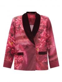 F.R.S – FOR RESTLESS SLEEPERS Ate pink double-breasted Peony Wave-print twill jacket / womens luxe pyjama inspired jackets / women’s floral occasion fashion