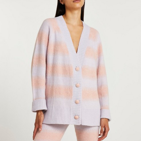 RIVER ISLAND Pink ombre cardigan ~ button front ribbed edge V-neck cardigans