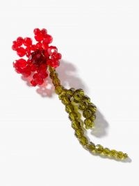 SIMONE ROCHA Beaded flower single earring / red and green floral jewellery