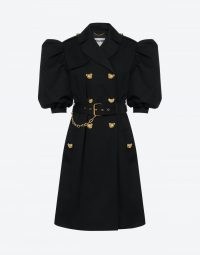 MOSCHINO TEDDY BUTTONS STRETCH GABARDINE TRENCH COAT | belted puff sleeve coats | womens designer outerwear