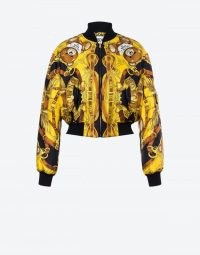 MOSCHINO TEDDY SCARF SILK TWILL BOMBER | printed front zip jackets
