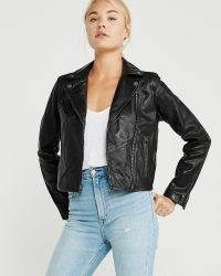 Abercrombie & Fitch Leather Moto Jacket ~ women’s black classic style biker jackets