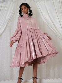 sister jane DREAM Potpourri Oversized Midi Dress in Canyon Sunset / voluminous tiered satin dresses / romantic fashion