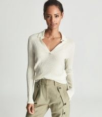 REISS EMMERSON ALPACA BLEND RUGBY TOP CREAM ~ essential luxe knitwear ~ womens casual knitted tops