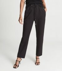 REISS EVE PULL ON FORMAL JOGGERS BLACK ~ women’s drawstring waist jogging bottoms ~ essential casual style