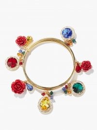 DOLCE & GABBANA Crystal and enamel-rose bracelet / charm embellished bangles / designer floral bracelets