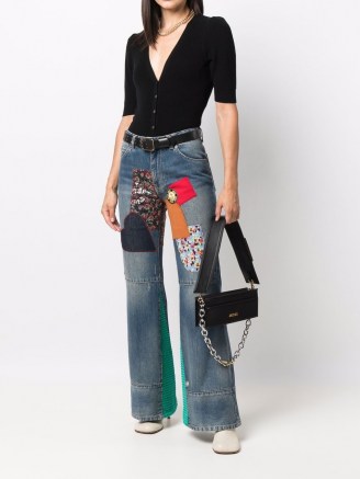 Victoria Beckham patchwork wide-leg jeans | womens designer denim