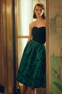 Sunday in Brooklyn Jacquard Midi Skirt Green Motif / luxe style floral skirts