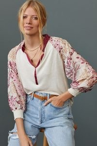 Tiny Floral Embroidered Top / feminine blouson style tops