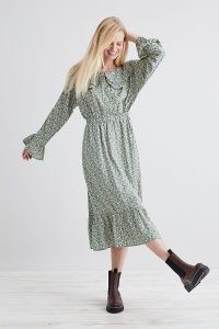 Lolly’s Laundry Tilda Midi Dress / floral oversized collar dresses / tiered hem