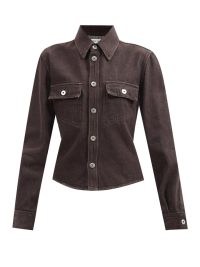 BOTTEGA VENETA Flap-pocket denim shirt in brown ~ womens chic casual shirts