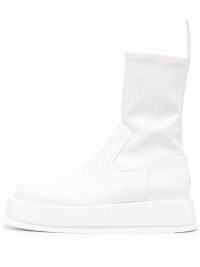 GIA BORGHINI Rosie11 faux-leather ankle boots in optical-white ~ womens flatform boots ~ women’s pull on winter flatforms