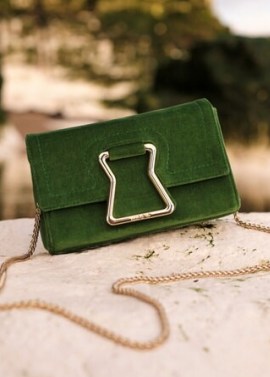 Me and Em Grace Velvet Mini Bag Green ~ small luxe style crossbody bags