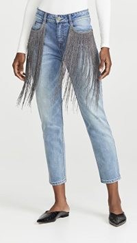Hellessy Lance Jeans ~ metallic fringed denim jeans