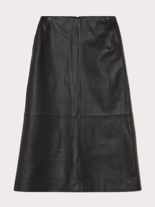 JIGSAW Leather Midi Skirt Black – womens luxe fashion – women’s paneled skirts