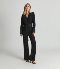 REISS LUKA TUX JUMPSUIT BLACK ~ chic tuxedo inspired evening jumpsuits