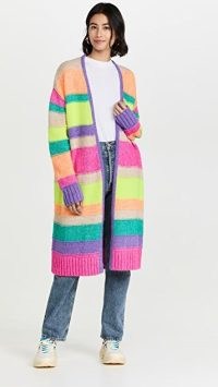 Mira Mikati Striped Cardigan ~ multicoloured longline open front cardigans ~ womens vibrant knitwear