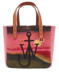 JW ANDERSON Northern Lights-print wool-blend felt tote bag in pink