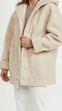 Splendid Grayson Sherpa Mix Jacket in Porcelain / hooded faux shearling fur jackets / womens textured outerwear