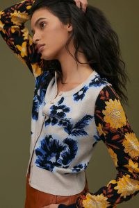 Maeve Floral Jacquard Cardigan / colour block flower patterned cardigans