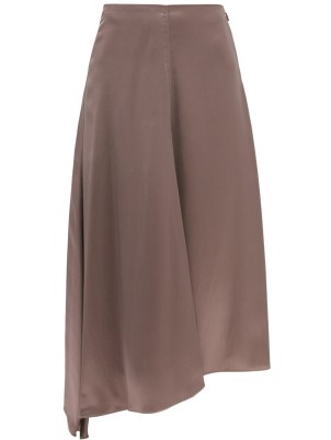 FENDI Asymmetric brown satin skirt ~ lightweight fluid fabric skirts