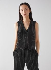 L.K. BENNETT NICHOLSON CHARCOAL GREY PINSTRIPE WAISTCOAT ~ women’s striped waistcoats