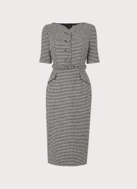 L.K. BENNETT NINA BLACK & WHITE DOGTOOTH CHECK DRESS ~ chic vintage style pencil dresses ~ womens houndstooth checked fashion