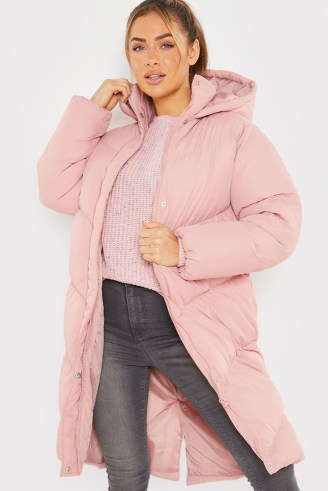 JAC JOSSA BLUSH LONGLINE PUFFER COAT ~ pink hooded coats ~ padded outerwear