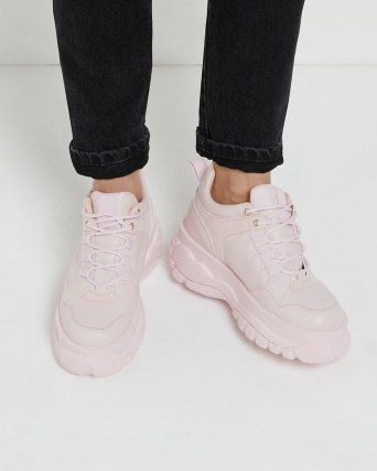 RIVER ISLAND PINK CHUNKY FLATFORM TRAINERS