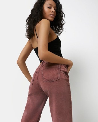 RIVER ISLAND PINK HIGH WAISTED BUM SCULPT MOM JEANS ~ women’s casual denim fashion made from responsibly sourced cotton ~ sculpting ~ lift and shaping