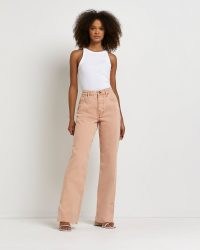 RIVER ISLAND ORANGE HIGH WAISTED STRAIGHT JEANS / women’s denim