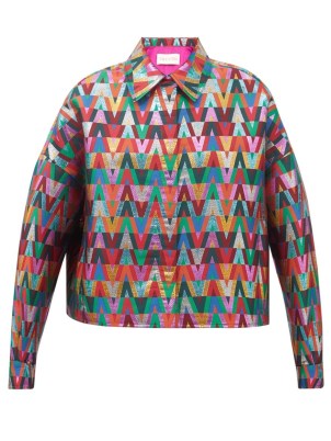 VALENTINO V optical-jacquard jacket – women’s multicoloured metallic jackets