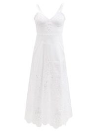 DOLCE & GABBANA Broderie-anglaise cotton-blend poplin dress ~ women’s white sleeveless lace trimmed dresses ~ womens Italian summer clothing