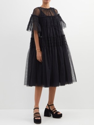 MOLLY GODDARD Genevive short-sleeved sheer tulle coat – voluminous romance inspired coats – romantic style clothes – feminine occasion fashion