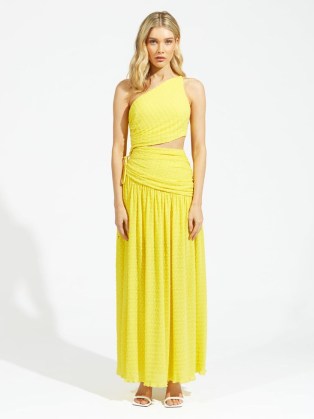 alice McCALL LOLITA MIDI DRESS in Mango | one shoulder cut out occasion dresses | asymmetric cutout detail party fashion