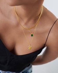 MISSOMA Good Vibes Retro Flower Pendant Necklace 18ct Gold Plated Vermeil, Mango Chalcedony / floral pendants / vintage inspired jewellery