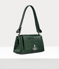Vivienne Westwood HAZEL MEDIUM HANDBAG GREEN / croc embossed leather handbags / crocodile effect shoulder bags