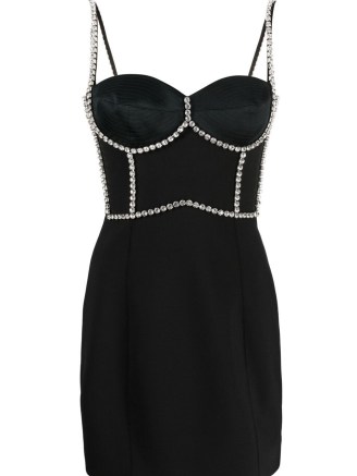 AREA embellished bodice mini dress in black – glamorous LBD – spaghetti ...