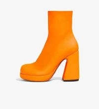 Proenza Schouler Forma Platform Boots in Orange / retro inspired block heel platforms / rounded toe / bright vintage style footwear