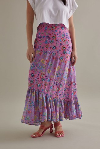 FéRí Ebony Tiered Midi Skirt in Pink Combo / women’s mixed floral print ...