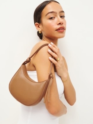 Reformation Mini Rosetta Shoulder Bag in Canyon ~ small brown leather bags ~ chic nappa handbags ~ luxe mini handbag