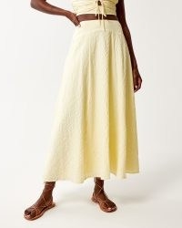 Abercrombie & Fitch Crinkle Textured Column Maxi Skirt in Yellow | flowy long length summer skirts