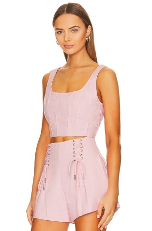 Aureta Corinne Bustier Candy Pink ~ fitted bodice crop tops