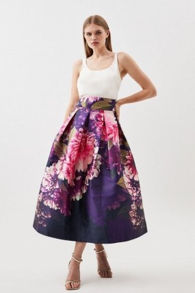 KAREN MILLEN Exploding Floral Prom Maxi Skirt ~ occasion skirts with bold florals and an exaggerated A-line shape ~ full evening event clothing