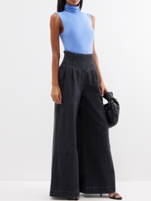 BITE STUDIOS Girdle-waist organic wide-leg jeans ~ women’s chic grey denim fashion