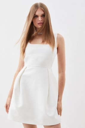 KAREN MILLEN Structured Stretch Sleeveless Lantern Mini Dress ~ feminine party dresses ~ minimalist occasion clothes