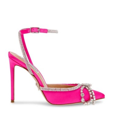 Hot pink ankle strap courts ~ STEVE MADDEN VIBRANTLY SANDAL in FUCHSIA SATIN