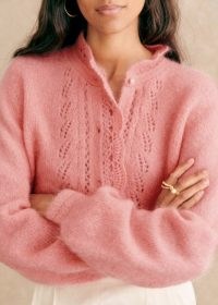 Sezane ANGIE CARDIGAN in Blush ~ romantic pink cardigans ~ luxe fluffy knits ~ feminine knitwear