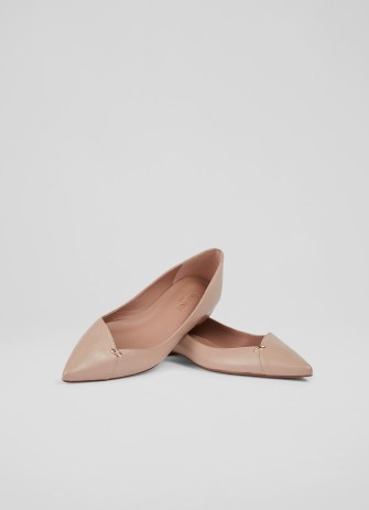 L.K. Bennett Cally Beige Leather Flats | chic asymmetric front flat heel shoes