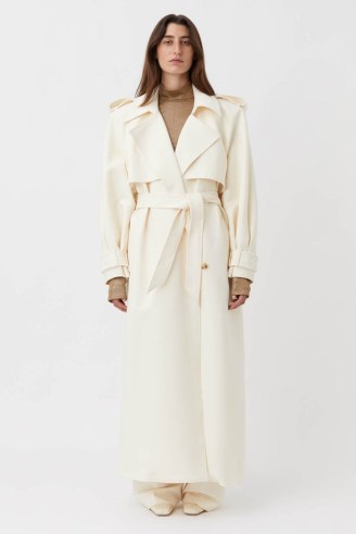 CAMILLA AND MARC Cora Maxi Trench Coat in Cream – women’s luxe maxi coats – longline luxurt winter outerwear